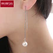 New year fashion Pearl ear-line woman, Japan and Korea long simple tassels gift 925 Silver jewelry earrings are hypoallergenic