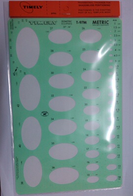 美国TIMELY原厂原版珠宝首饰绘图尺T-97m椭圆手绘用工具