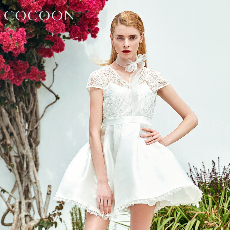 COCOON可可尼夏裝新品女裝性感蕾絲鏤空百褶流蘇連衣裙裙子