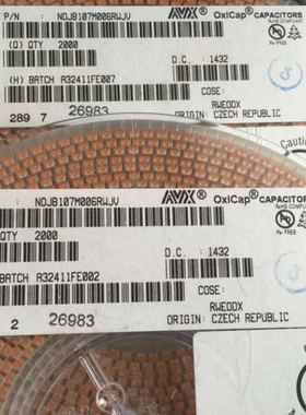 NOJB107M006RWJV 泥钽电容 100uf  6.3V  1210 107J