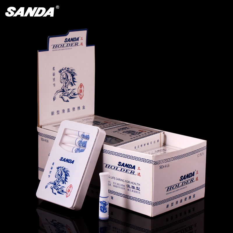 四重过滤SD-918滑盖便携装 SANDA三达青花瓷一次性抛弃型烟嘴