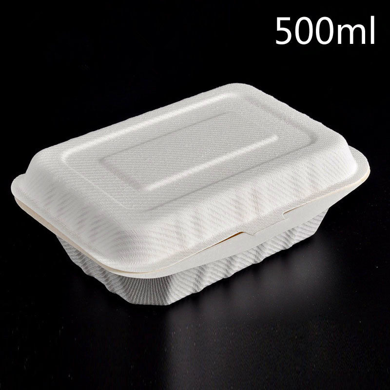 双鱼一次性快餐盒纸浆可降解饭盒外卖环保打包500毫升p501