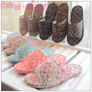 不伤实木地板居家布拖 6双 包邮 布底纯棉无声家居软底拖鞋 净版