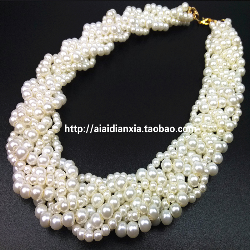 Gorgeous and beautiful handmade pearl multi-layer short necklace bracelet