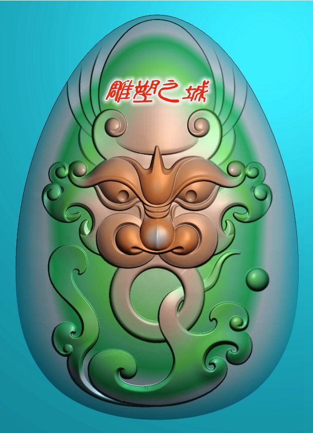 精雕图 灰度图 浮雕图 电脑雕刻图 仿古兽头9
