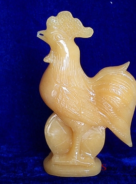 天然玉石金鸡报晓风水酒柜装饰品