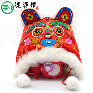 纯手工刺绣虎头帽宝宝棉帽儿童帽子老虎帽婴儿百天周岁新年棉帽