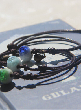 皮质带铃铛复古民族风手链