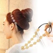 Know Richie fashion Korean high-grade hollow golden rose hair flower with hair Ribbon hair clip headband the headband hair accessories