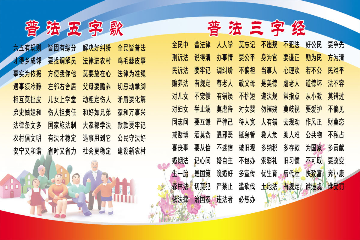 751海报印制展板写真喷绘686普法宣传之普法五字歌普法三字经展板