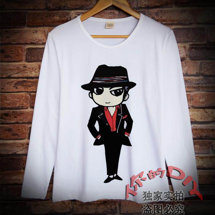 新款迈克尔杰克逊T恤MJ男女长袖衣服学生服春秋装圆领欧美打底衫在类目 男装, T恤中 - 来自Buy2taobao.com提供专业的淘宝代购服务