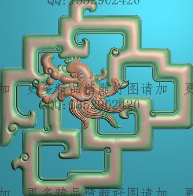 高清精雕图灰度图浮雕图电脑雕刻图精品草龙通花角花204x209新款