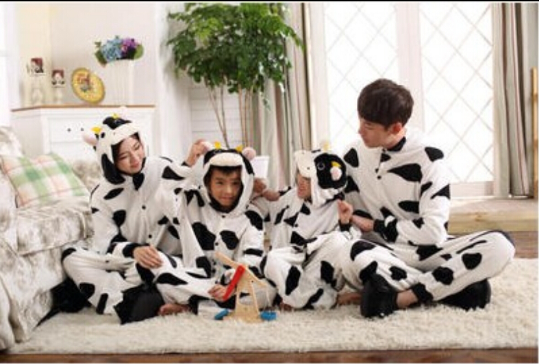奶牛动物亲子万圣节如厕连体睡衣