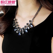 Pink goddess new Crystal exaggerated clothing accessories decorated Korean jewelry drops clavicle sweater chain necklace