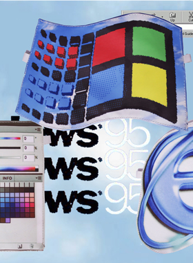 MSCHEAP原创 你好WIN98 CYBER调色板浏览器电脑图标斜跨/手拿包