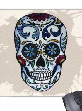 花藤蔓灰色骷髅头墨西哥国家文化插图游戏防滑橡胶鼠标垫礼品