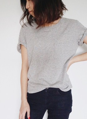 【现货清仓 2件包邮】 Everlane 宽松园领T恤女 纯棉box箱型