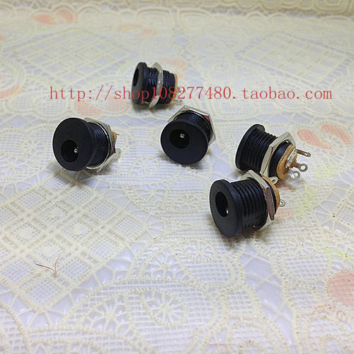 DC-022面板安装 带螺帽 内径5.5mm 针2.1mm DC电源插座 5.5-2.1mm