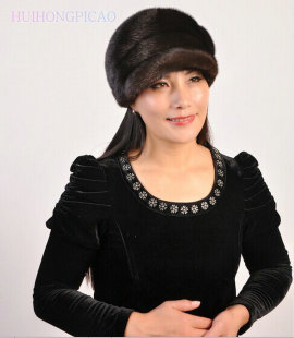 新款时尚水貂皮草帽子整貂皮五瓣花礼帽 秋冬季保暖帽女款遮阳帽