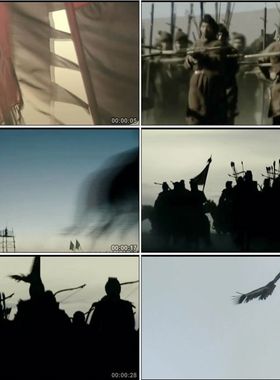 中国古代战争战乱秦国战国版图骑兵弓弩箭射手高清实拍视频素材