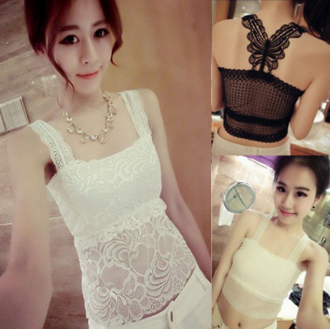 韩版女士防走光长款吊带蝴蝶镂空蕾丝裹胸抹胸打底女背心百搭短款,女装/女士精品,背心吊带,淘宝优惠券,粉丝福利购,淘宝优惠卷