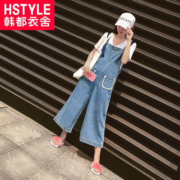 17年秋季新款 韩都衣舍 全棉 百搭显瘦 背带牛仔裤 背带裤 优惠券折后￥88包邮（￥178-90）