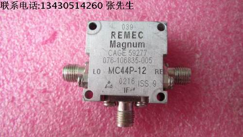 美国进口 MC44P-12 RF/LO 3.5-12.5GHz IF DC-3GHz SMA 射频微波同轴双平衡混频器 Magnum Microwave RF:3.5-12.5GHz LO:3.5-12.5GHz IF :DC-3GHz LO功率:10dB 变频损耗：7-10dB