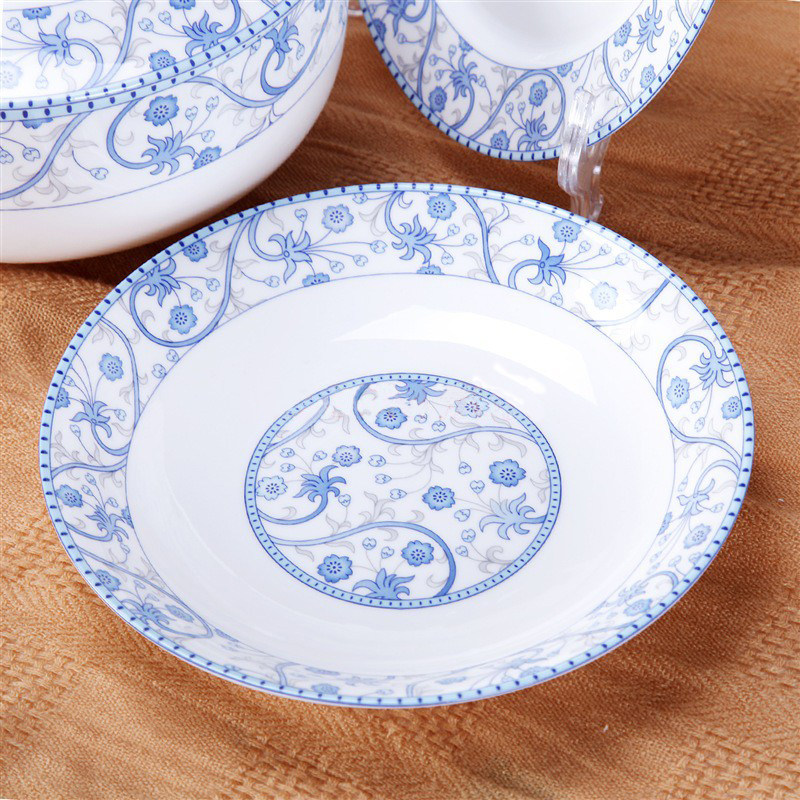 包邮釉中彩新骨瓷逐鹿陶瓷餐具套装礼品碗盘碟菜盘深盘鱼盘汤盘,餐饮具,盘,淘宝优惠券,粉丝福利购,淘宝优惠卷