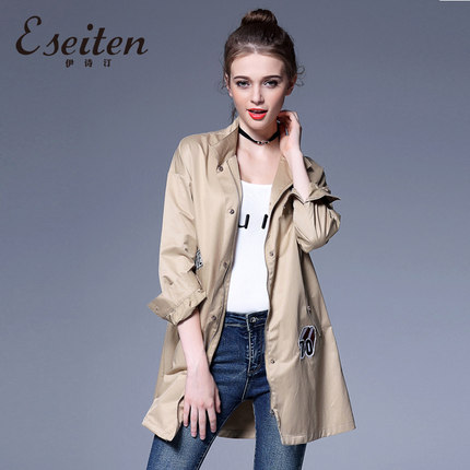 2017春秋季新款中长款棒球服女韩版宽松印花bf风外套女原宿风衣潮