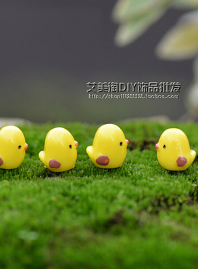 迷你黄色小鸡卡通公仔摆件微景观生态瓶diy仿真奶油树脂可爱装饰
