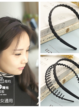 韩版黑色发箍简约带齿防滑塑料哑光男女头箍洗脸小清新发带发饰品