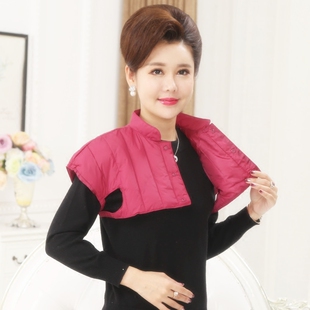 中老年女护肩膀颈椎羽绒棉马甲坎肩保暖睡觉做月子产妇防寒短款冬