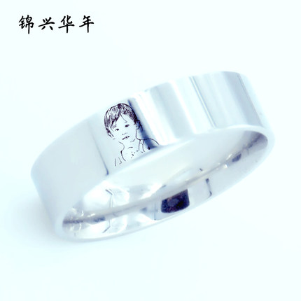 素描私人订制定做钛钢肖像戒指情侣对戒男女个性创意DIY戒指刻字