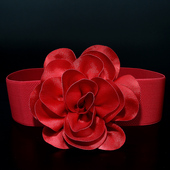 喜庆百搭舞蹈宽弹力腰带女立体超大花朵装 饰裙子松紧腰封演出裙带