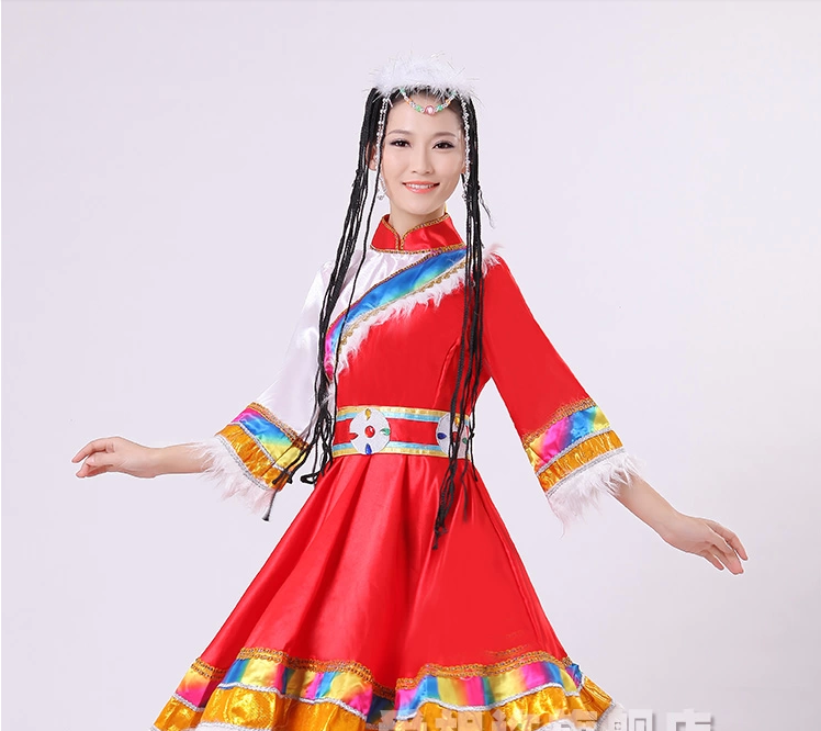 新款精品藏族舞蹈演出服女装少数民族表演服成人儿童西藏舞台服装