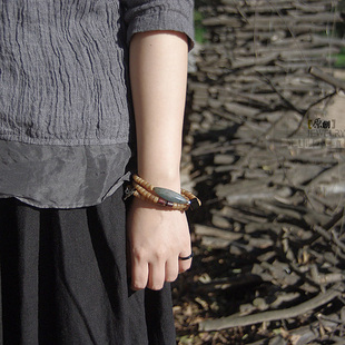 【猫° 画布上的灰调子】原创设计牛骨毛衣短项链 复古做旧低调女