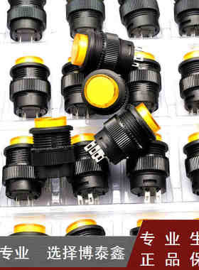 带灯无锁/自复位按钮开关/R16-503BD 圆形16MM 3A/250V黄色(5个)