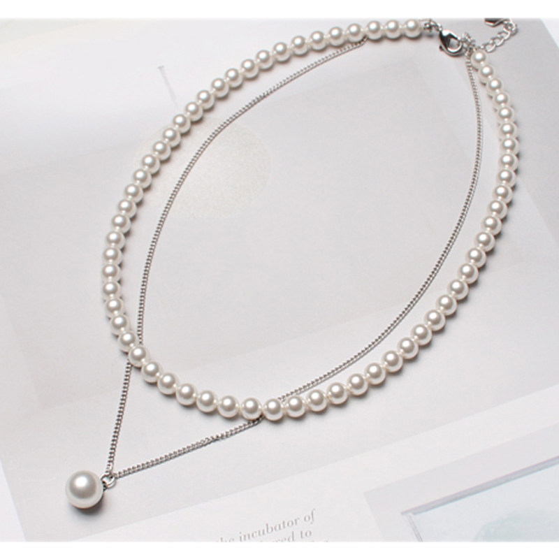 雙層正圓珍珠項鏈女短款純銀飾品鎖骨鏈長款日韓配飾簡約時尚百搭在類目 飾品/流行首飾/時尚飾品新, 項鍊中 - 來自Buy2taobao.com提供專業的淘寶代購服務