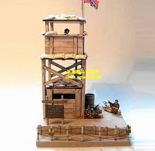 军事要塞炮楼机枪碉堡兵人套件军事战争场景地台建筑军营兵营模型