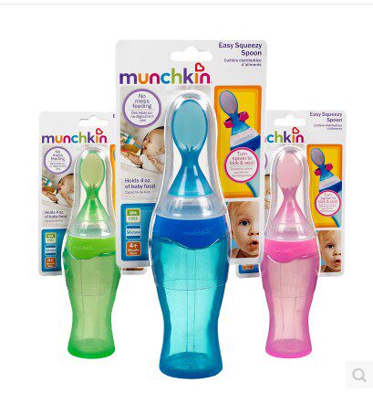 美国munchkin麦肯奇挤压勺/米糊勺/喂食勺 配盖可站立不含BPA