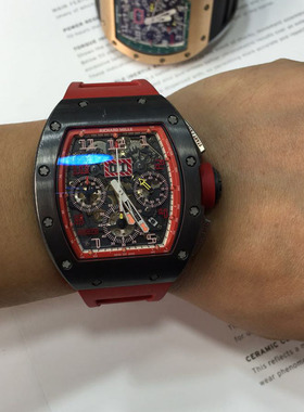 98新 理查德米勒RM011 黑色钛钢限量款红色 男士奢华手表腕表