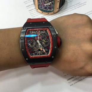 98新 理查德米勒RM011 黑色钛钢限量款红色 男士奢华手表腕表