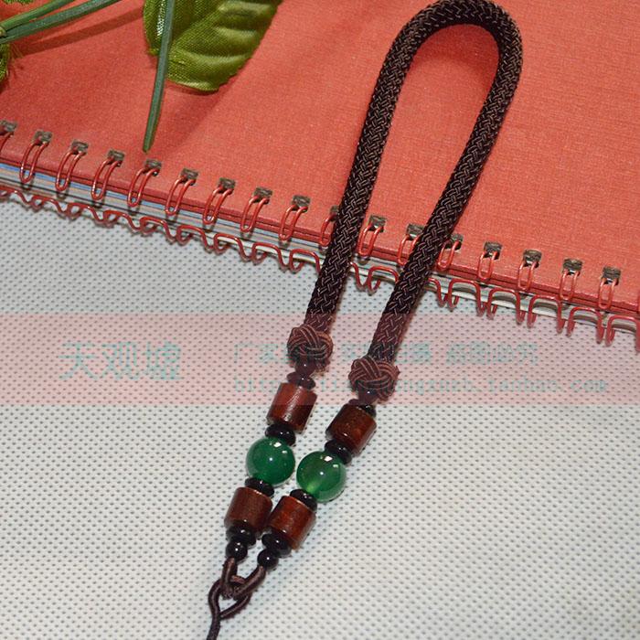 高档 DIY自编绿色玛瑙珠酸木桶珠把件挂绳 玉器琥珀把玩件绳厂家