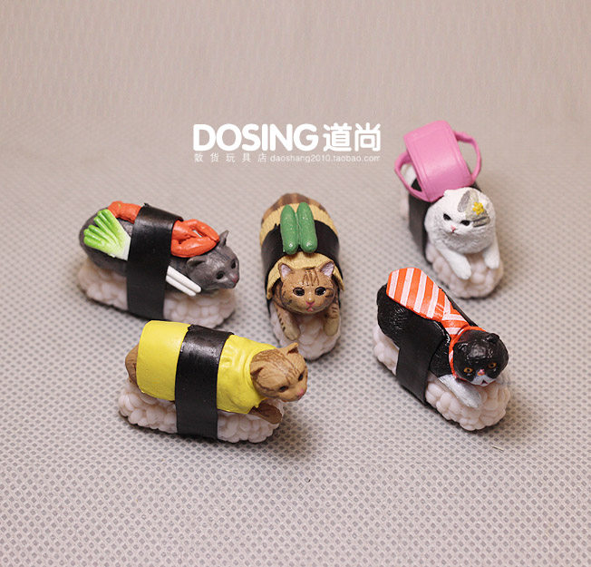 仿真动物 可爱萌物 小号 日本寿司猫 食玩小猫咪 公仔模型摆件