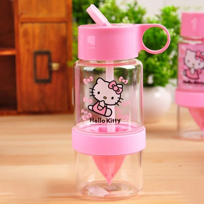 正品helloKitty儿童吸管柠檬杯 KT水杯 凯蒂猫卡通创意柠檬杯促销