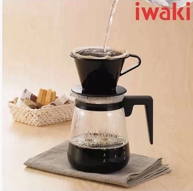 日本进口怡万家IWAKI 冷热两用咖啡壶 轻薄过滤式耐热玻璃咖啡壶