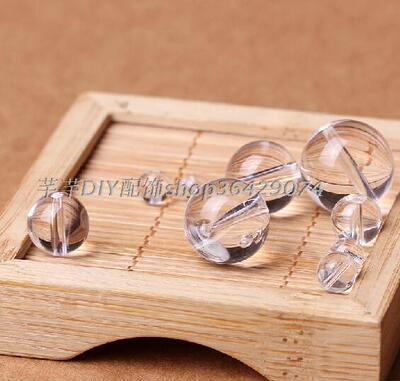 DIY饰品配件材料 手链串珠 白水晶半成品散珠圆珠子透明4/6/8mm