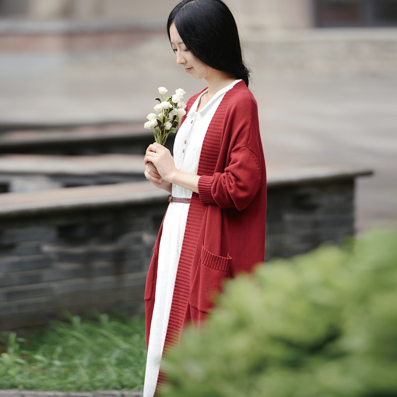 前世今生复古文艺中长针织开衫