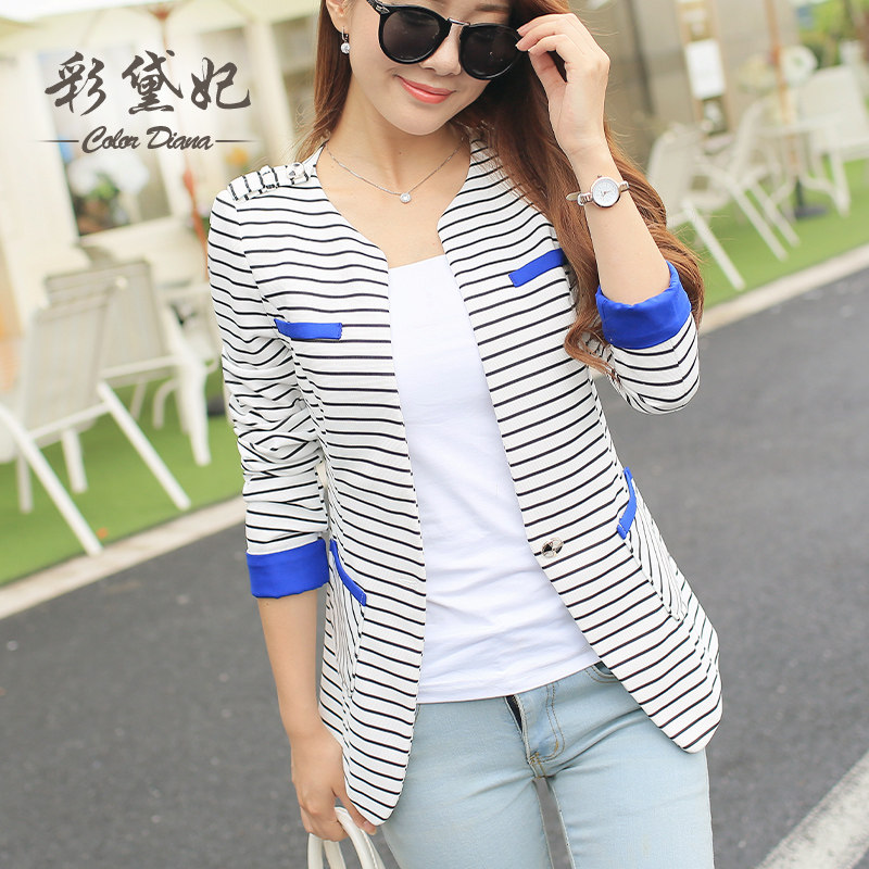 ديانا تشوي صيف 2016 الأزياء الكورية عارضة ساحات كبيرة ذات أكمام طويلة جديدة السيدة سليم دعوى صغيرة سترة الإناث المد