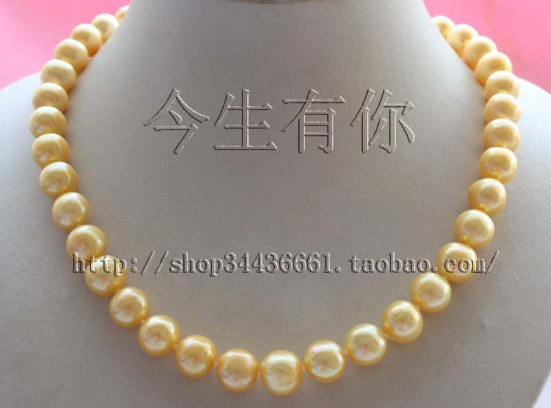 今生有你天然12mm近圆金色珍珠项链送妈妈礼物全国包邮